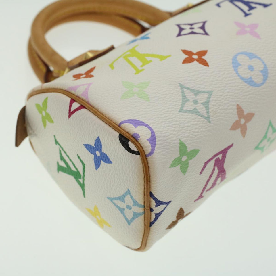 LOUIS VUITTON Monogram Multicolor Mini Speedy Hand Bag White M92645 Auth am3975