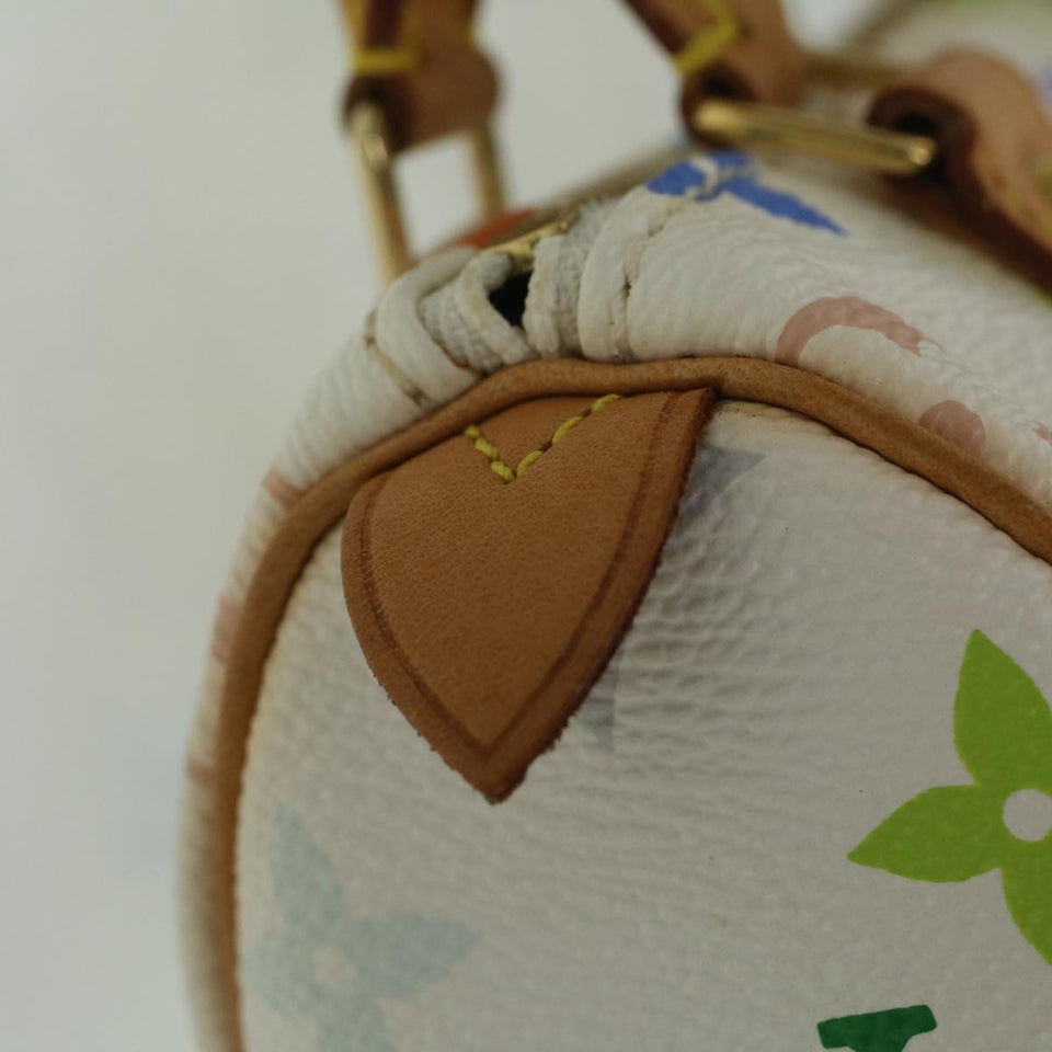 LOUIS VUITTON Monogram Multicolor Mini Speedy Hand Bag White M92645 Auth am3975