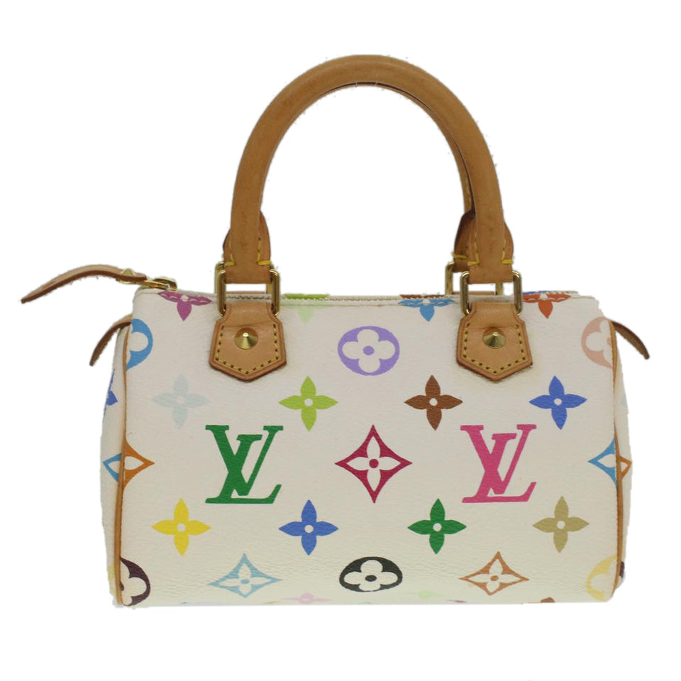 LOUIS VUITTON Monogram Multicolor Mini Speedy Hand Bag White M92645 Auth am3975