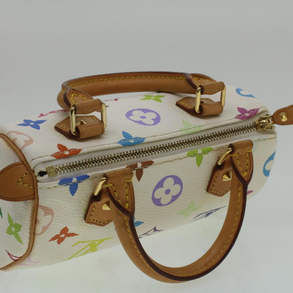 LOUIS VUITTON Monogram Multicolor Mini Speedy Hand Bag White M92645 Auth am3975
