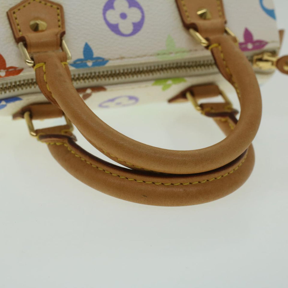 LOUIS VUITTON Monogram Multicolor Mini Speedy Hand Bag White M92645 Auth am3975