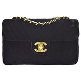 CHANEL 1991-1994 Black Velvet Chevron Classic Flap Maxi