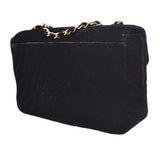 CHANEL 1991-1994 Black Velvet Chevron Classic Flap Maxi