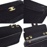CHANEL 1991-1994 Black Velvet Chevron Classic Flap Maxi