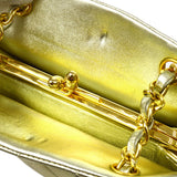CHANEL 1989-1991 Gold Lambskin Kisslock Shoulder Bag
