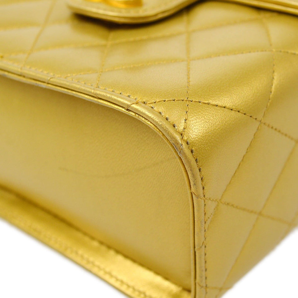 CHANEL 1991-1994 Gold Lambskin Vanity Shoulder Bag ao28945
