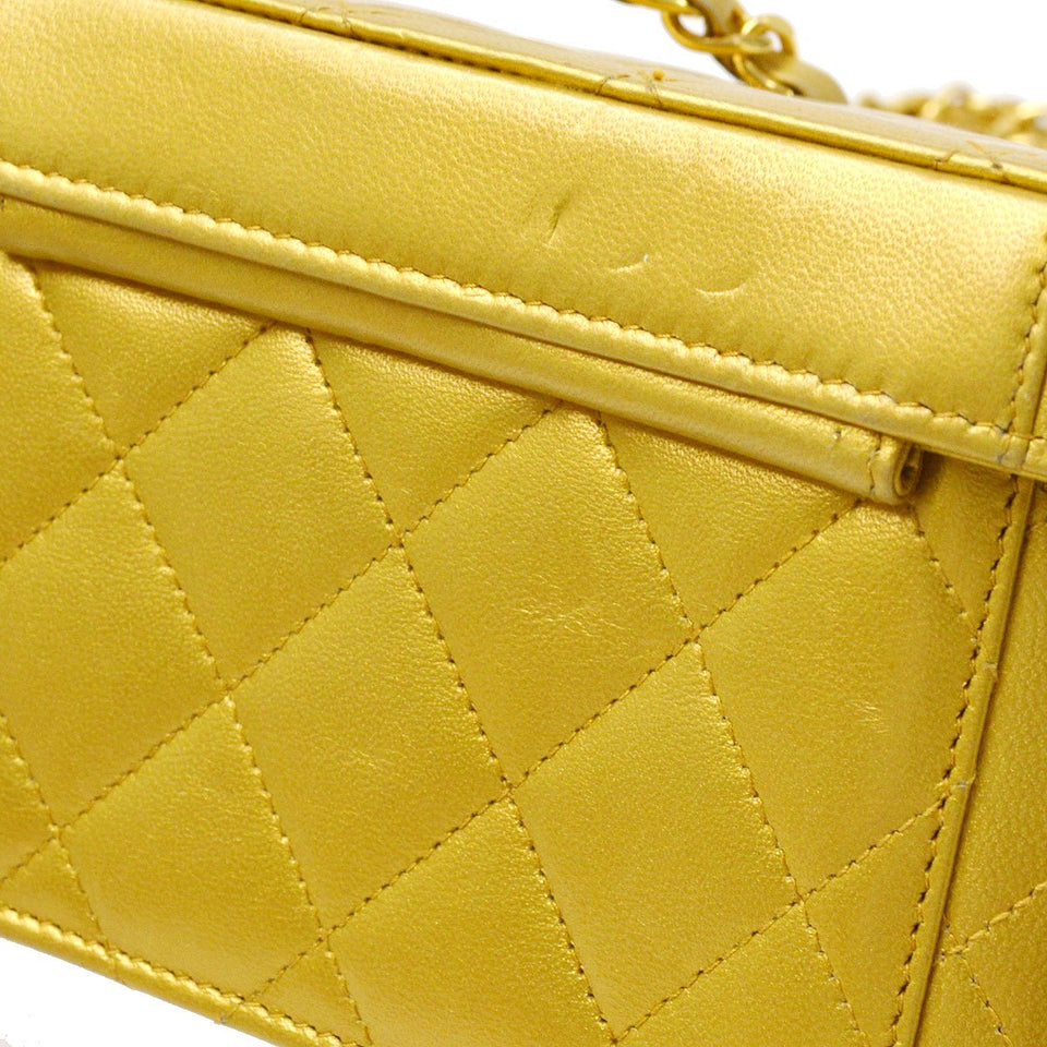 CHANEL 1991-1994 Gold Lambskin Vanity Shoulder Bag ao28945
