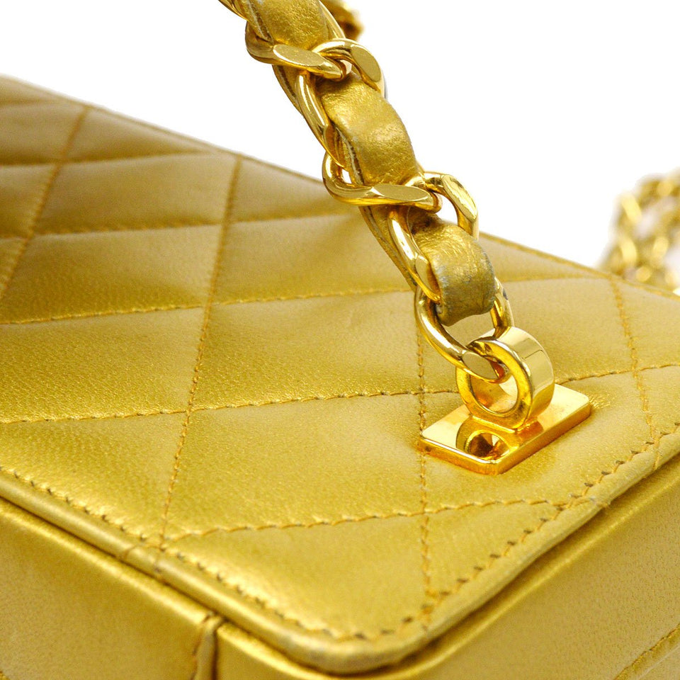 CHANEL 1991-1994 Gold Lambskin Vanity Shoulder Bag ao28945