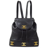 CHANEL vintage Triple CC Backpack Black Caviar