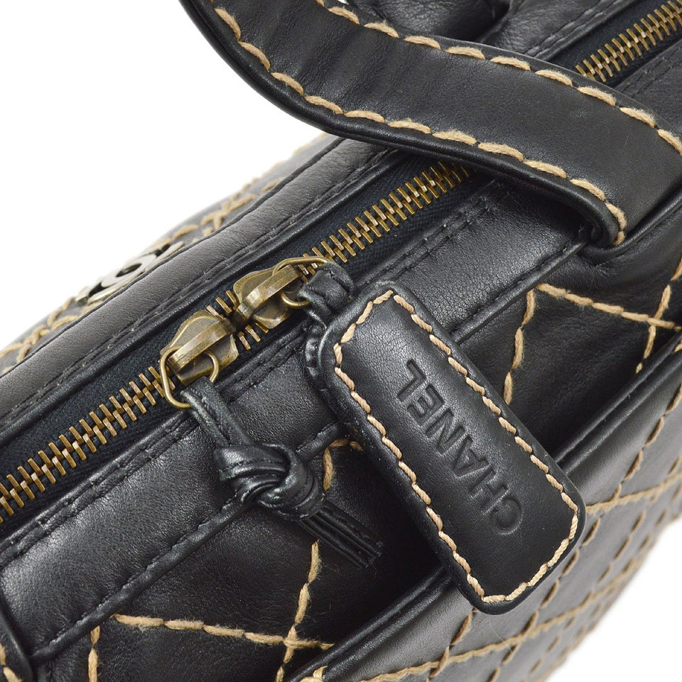 CHANEL 2000-2001 Black Calfskin Wild Stitch Handbag