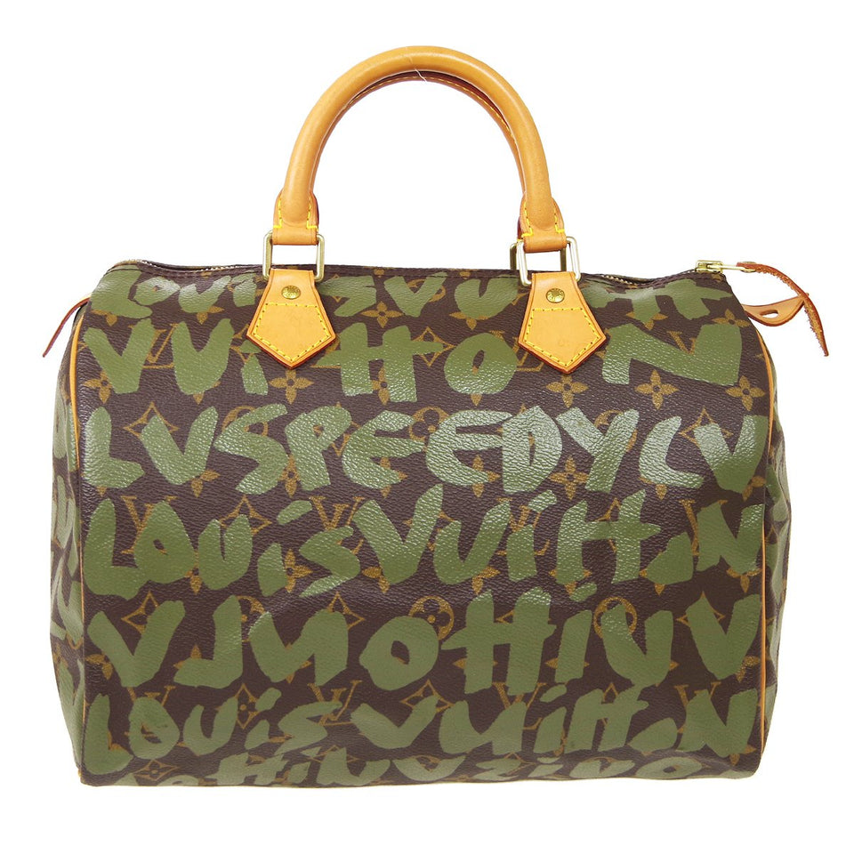 LOUIS VUITTON SPEEDY 30 HAND BAG KHAKI MONOGRAM GRAFFITI M92194 ao34041