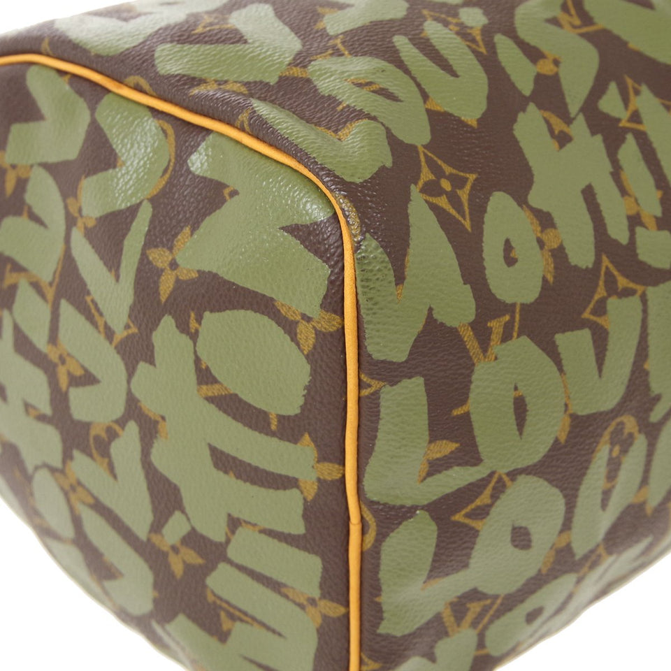 LOUIS VUITTON SPEEDY 30 HAND BAG KHAKI MONOGRAM GRAFFITI M92194 ao34041
