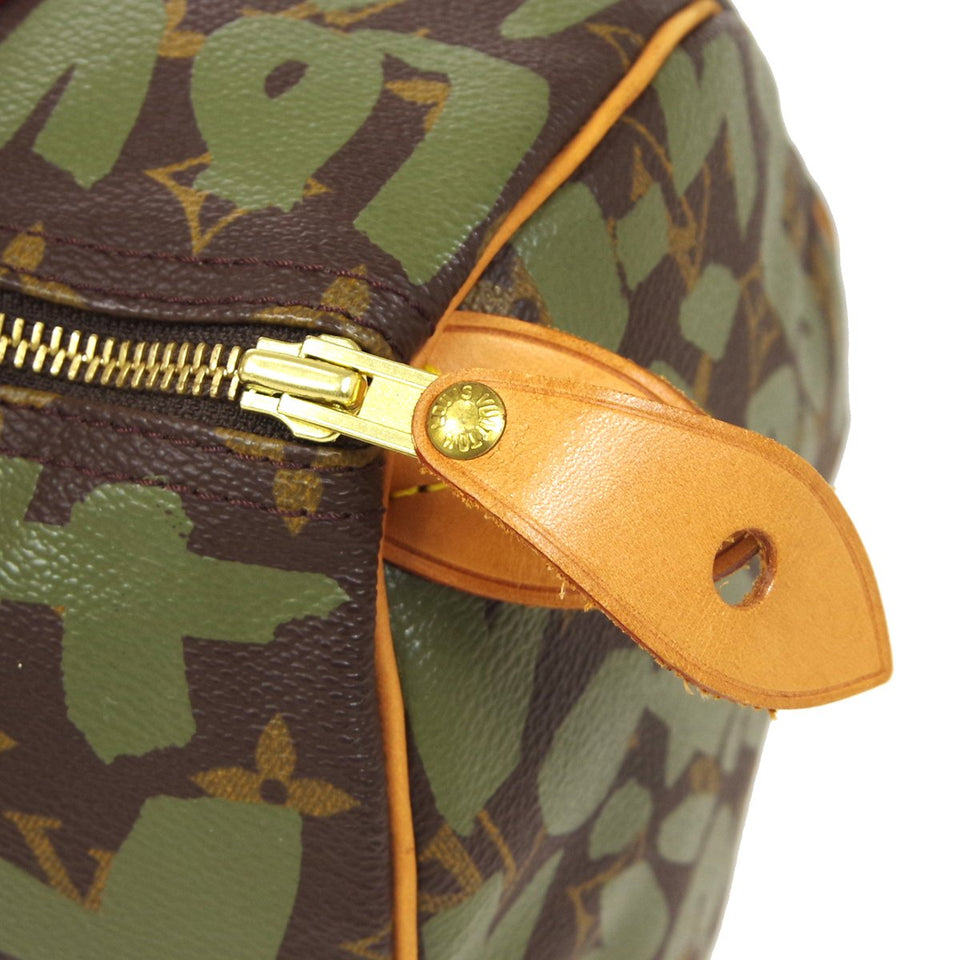 LOUIS VUITTON SPEEDY 30 HAND BAG KHAKI MONOGRAM GRAFFITI M92194 ao34041