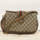 GUCCI Web Sherry Line GG Canvas Shoulder Bag Beige Red Green  ar6721