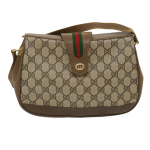 GUCCI Web Sherry Line GG Canvas Shoulder Bag Beige Red Green  ar6721