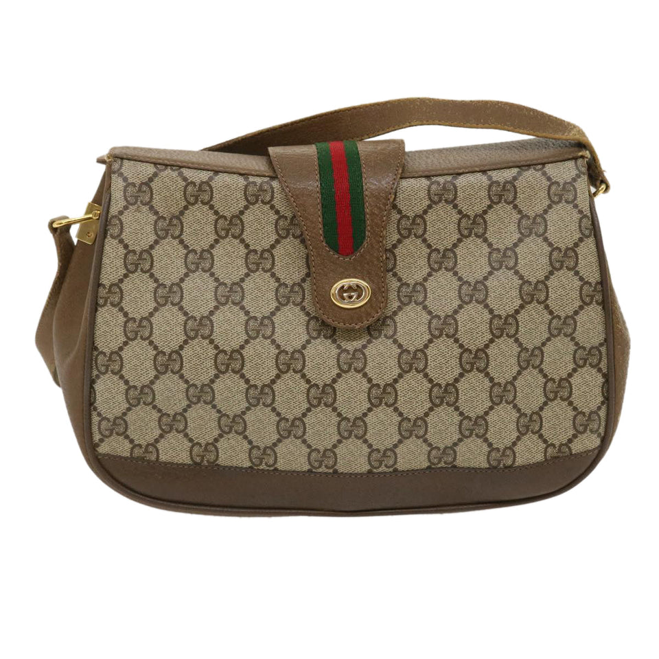 GUCCI Web Sherry Line GG Canvas Shoulder Bag Beige Red Green  ar6721