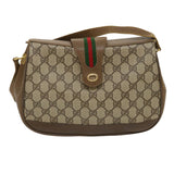 GUCCI Web Sherry Line GG Canvas Shoulder Bag Beige Red Green  ar6721