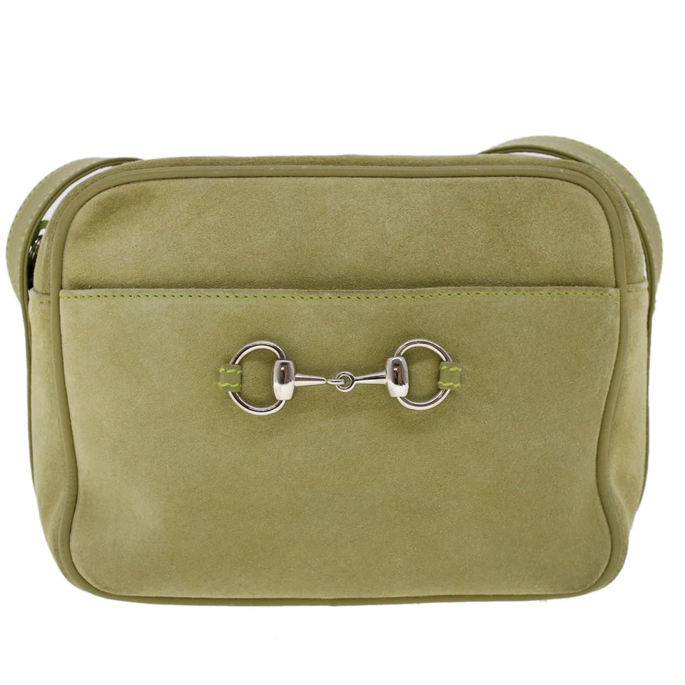 GUCCI Shoulder Bag Suede Green 00734440221  ar9684B