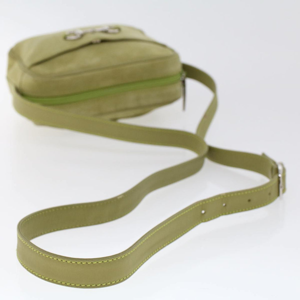 GUCCI Shoulder Bag Suede Green 00734440221  ar9684B
