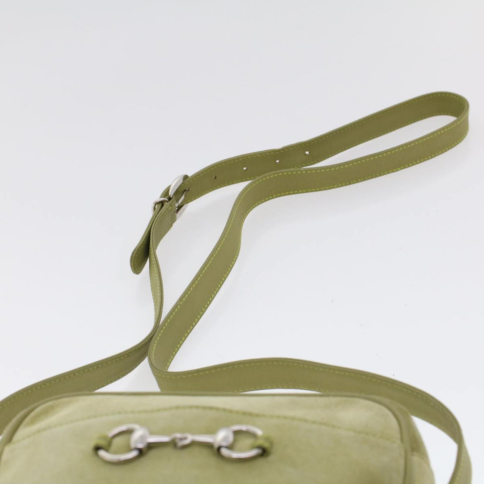GUCCI Shoulder Bag Suede Green 00734440221  ar9684B
