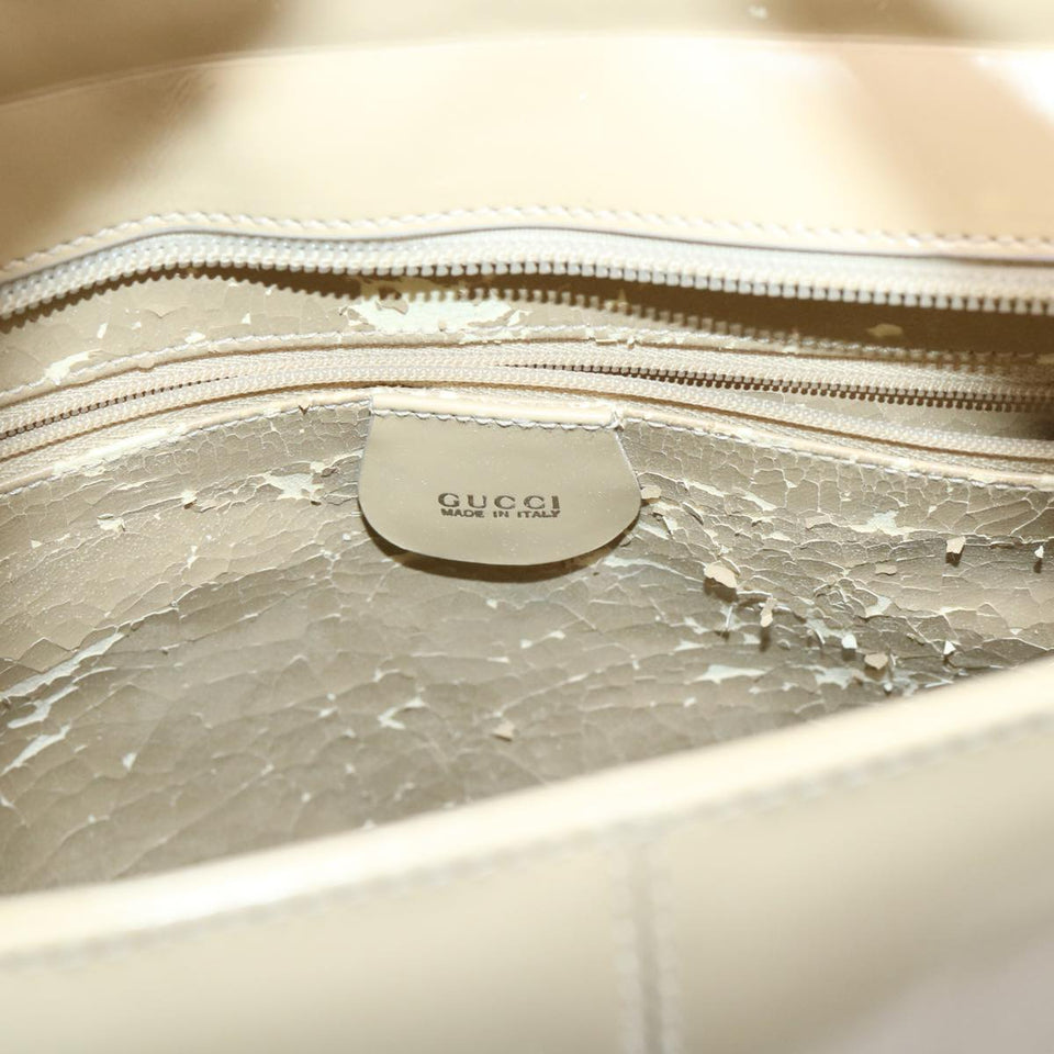 GUCCI Hand Bag Patent leather 2way Beige 002-2113-0476  ar9776