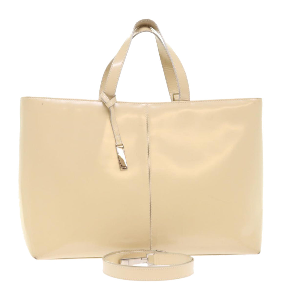 GUCCI Hand Bag Patent leather 2way Beige 002-2113-0476  ar9776