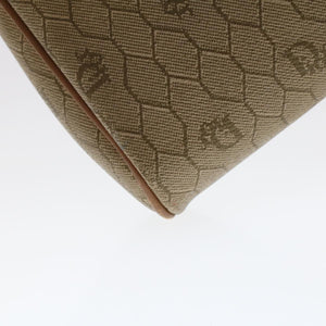 CHRISTIAN DIOR Honeycomb Canvas Clutch Bag PVC Leather Beige  ar9839