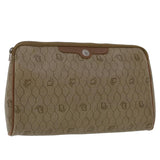 CHRISTIAN DIOR Honeycomb Canvas Clutch Bag PVC Leather Beige  ar9839