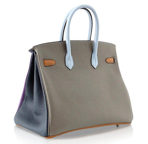 Hermes Birkin 35 Bag Arlequin Limited Edition Clemence Palladium