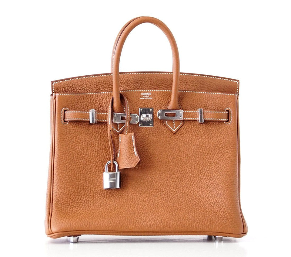 Hermes Birkin Bag 25 Coveted Gold Togo Palladium