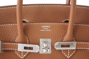 Hermes Birkin Bag 25 Coveted Gold Togo Palladium