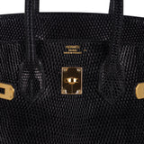 Hermes Birkin 25 Bag Black Lizard Gold Hardware Very Rare