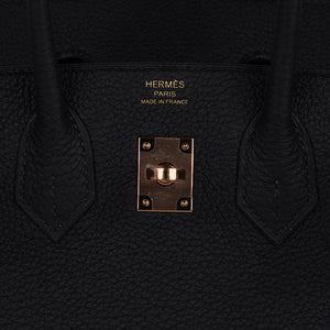 Hermes Birkin 25 Bag Black Togo Leather with Rose Gold Hardware