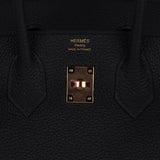 Hermes Birkin 25 Bag Black Togo Leather with Rose Gold Hardware