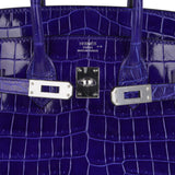 Hermes Birkin 25 Bag Blue Electric Crocodile Vivid Jewel Palladium Hardware