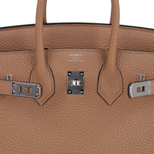 Hermes Birkin 25 Bag Chai Togo Leather with Palladium Hardware