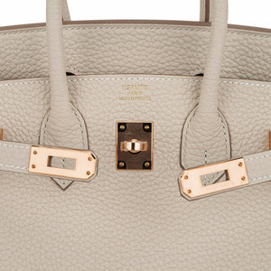 Hermes Birkin 25 Bag Craie Togo Leather with Rose Gold Hardware