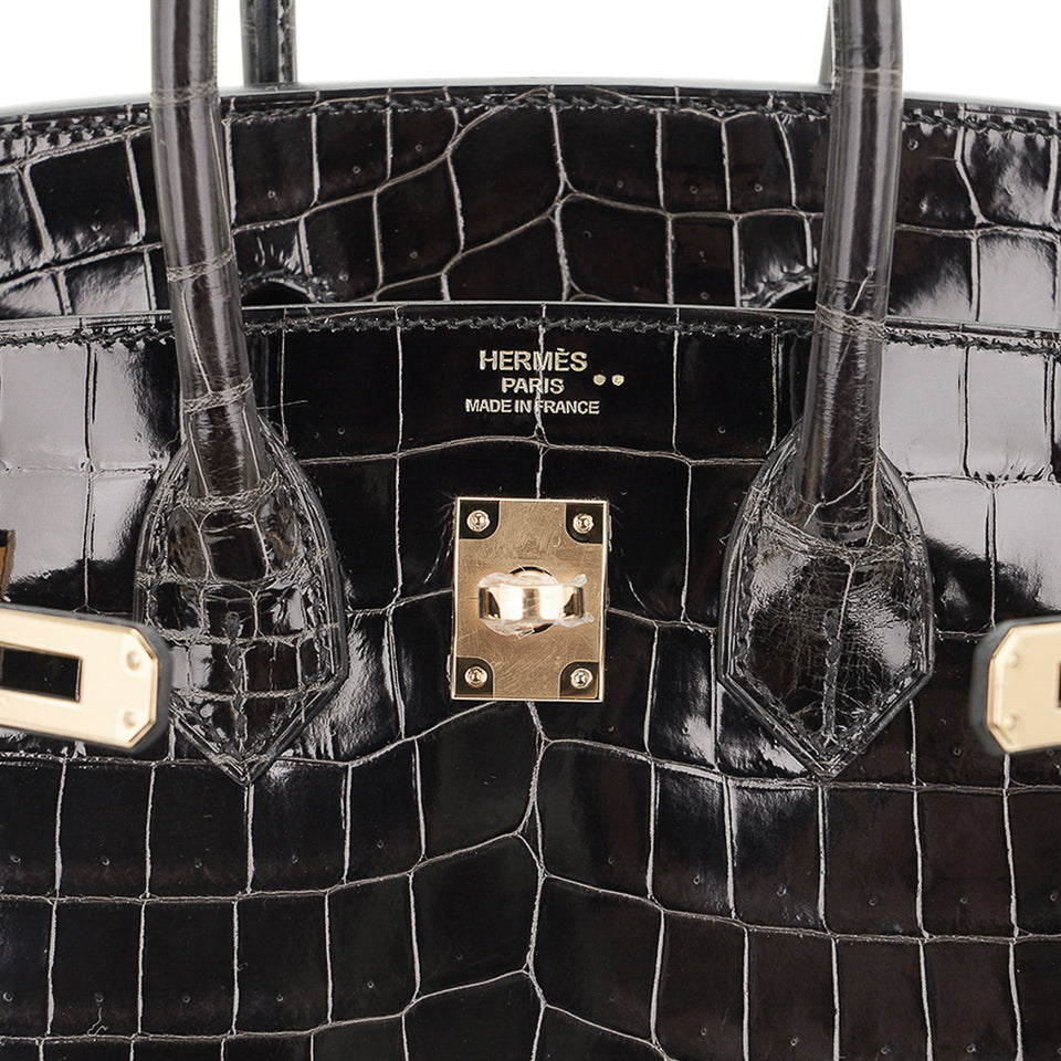 Hermes Birkin 25 Bag Graphite Crocodile with Palladium Hardware