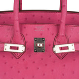 Hermes Birkin 25 Bag Fuchsia Ostrich with Palladium Hardware