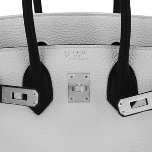 Hermes Birkin HSS 25 Bag White w/ Black Brushed Palladium Hardware