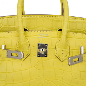 Hermes Birkin 25 Bag Lime Matte Alligator with Palladium Hardware