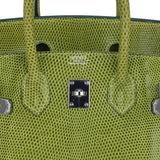 Hermes Limited Edition Birkin 25 Bag Vert Anis Lizard with Palladium Hardware