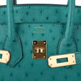 Hermes Birkin 25 Bag Vert Verone Ostrich Gold Hardware