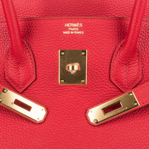 Hermes Birkin 35 Bag Vermillion Red Togo Leather with Gold Hardware