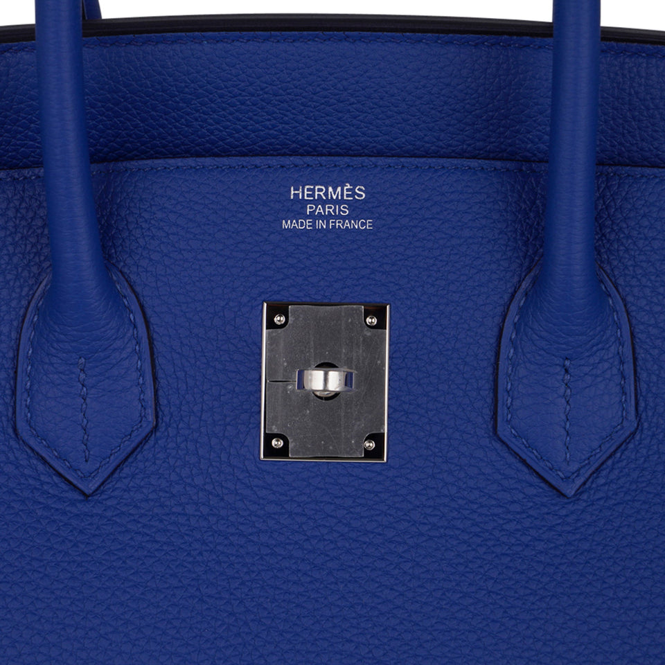 Hermes Birkin 35 Bag Blue de France Togo Leather with Palladium Hardware