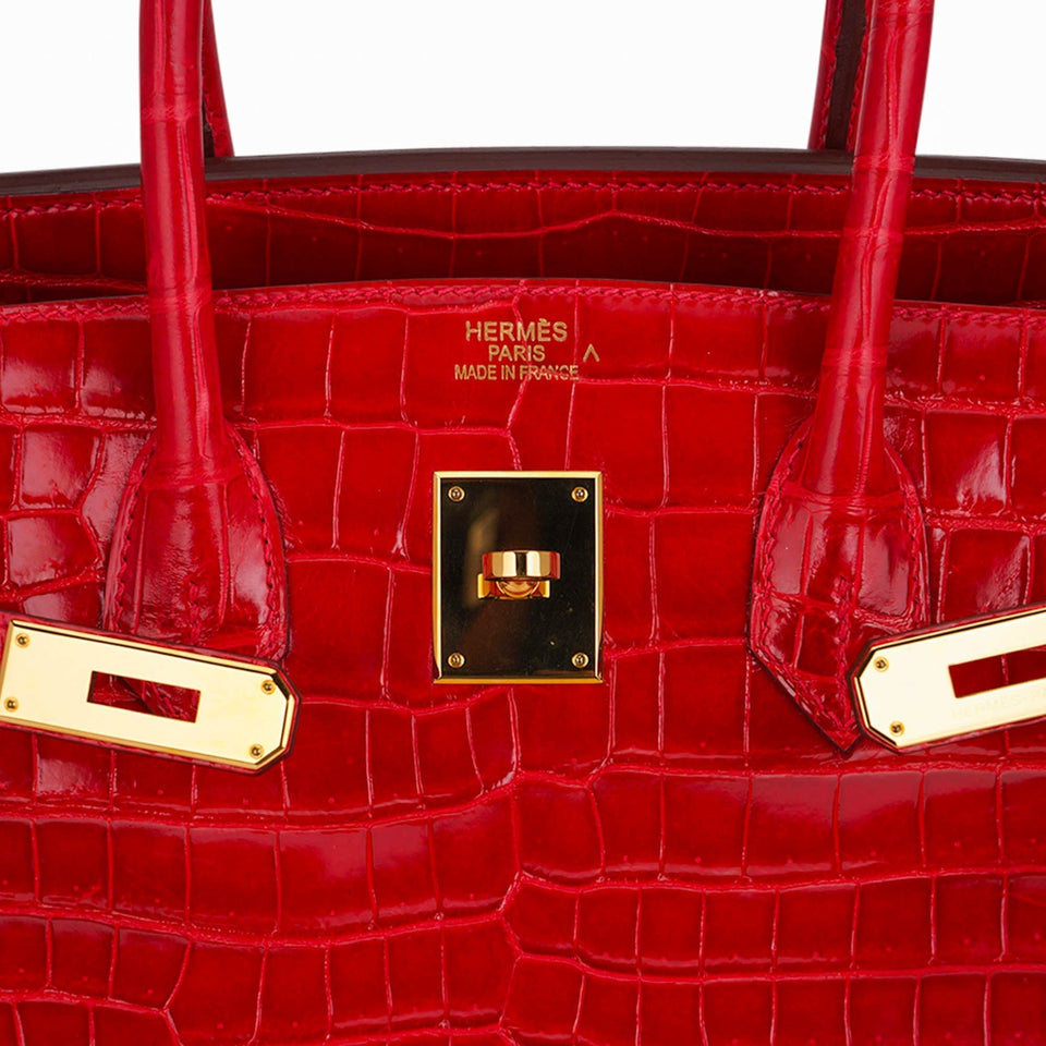 Hermes Birkin 35 Bag Braise Porosus Crocodile with Gold Hardware