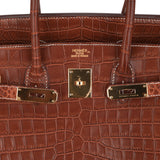 Hermes Birkin 35 Bag Matte Fauve Porosus Crocodile with Gold Hardware