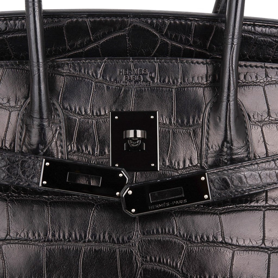 Hermes Birkin 35 Bag So Black Limited Edition Matte Black Alligator