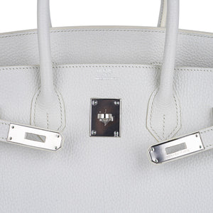 Hermes Birkin 35 Bag White Clemence Leather with Palladium Hardware