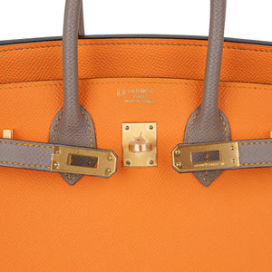 Hermes Birkin HSS 25 Bag Jaune Ambre / Gris Asphalte Gold Hardware